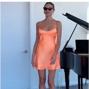 Zara Orange Silk Mini Dress Medium